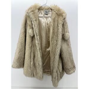 ASOS Cream Faux Fur Coat with Hood